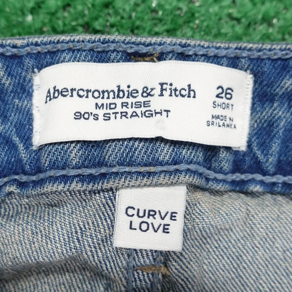 Abercrombie & Fitch Jeans Womens 26 Short Blue Mid‎ Rise 90s Straight Curve Love